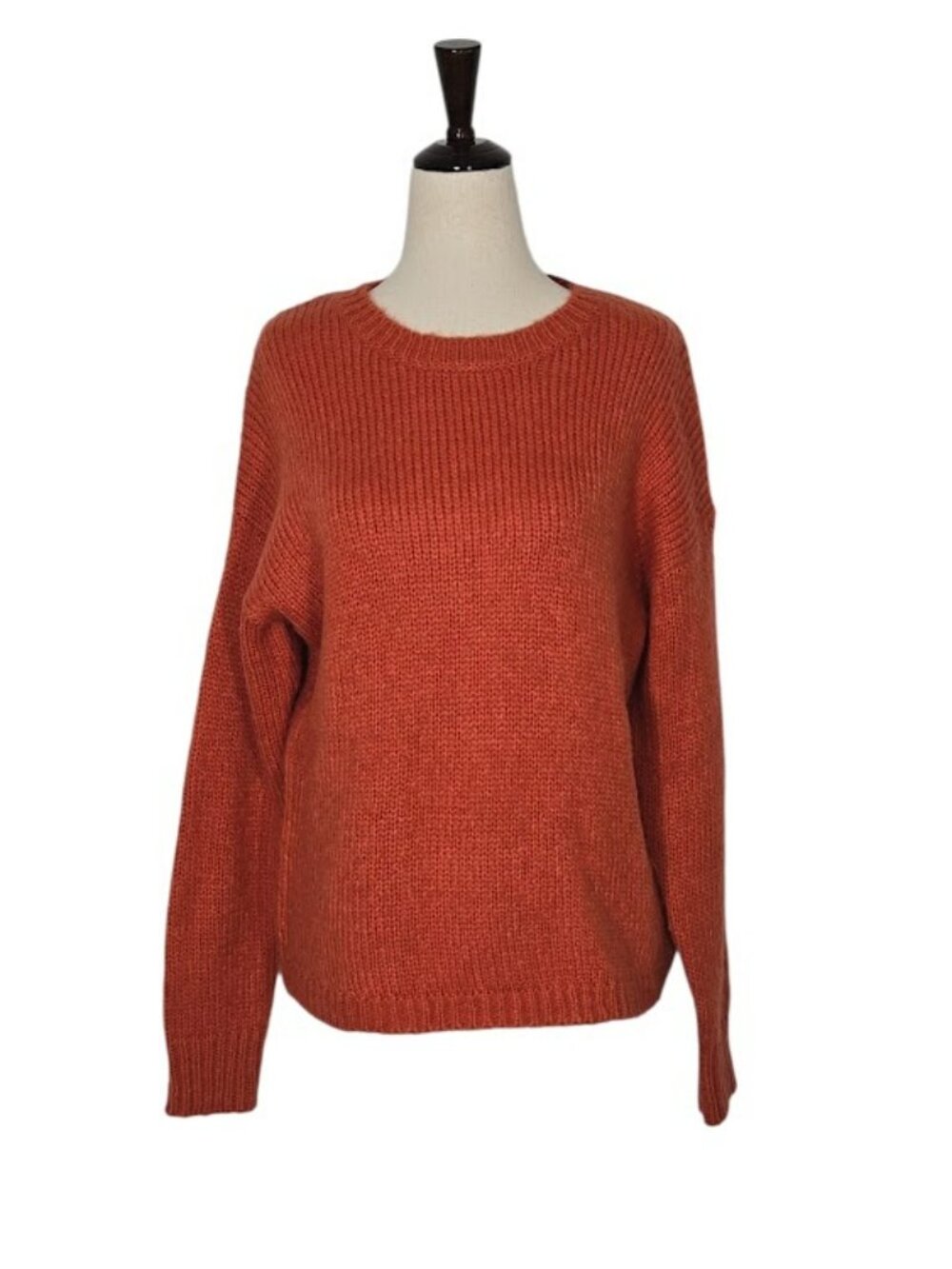 Cotton Emporium Women XS Dark Orange Chunky Knit Crewneck Sweater NWT